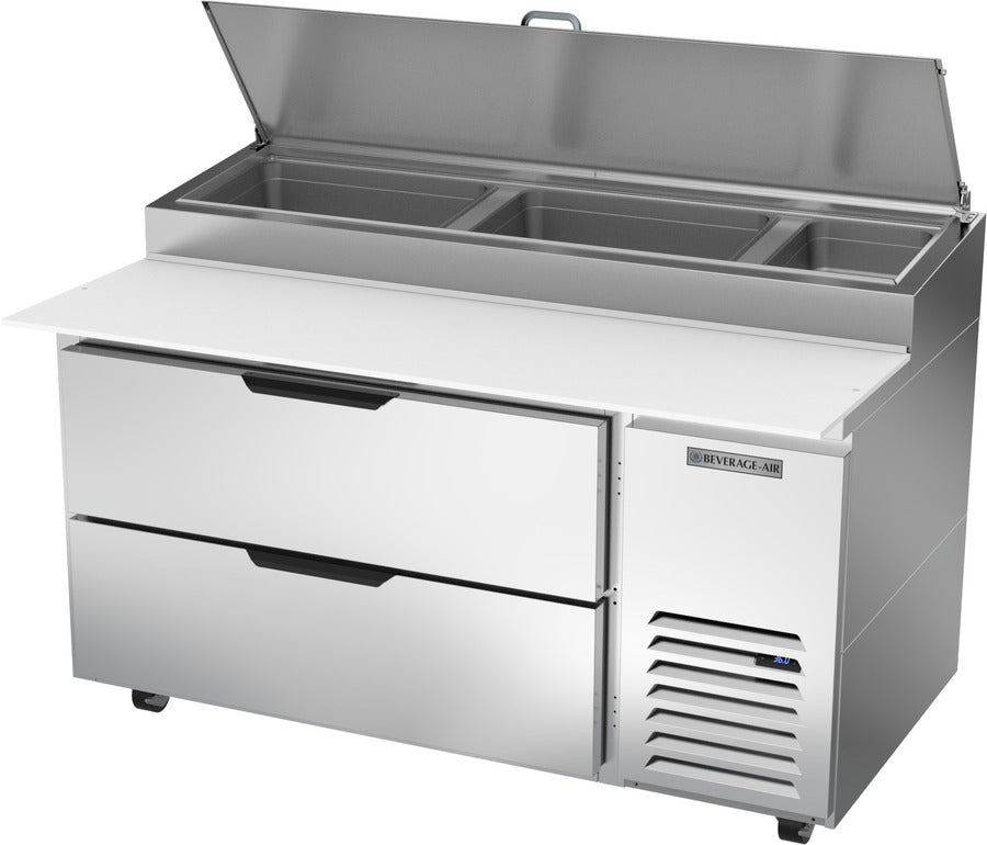Beverage Air DPD60HC-2, 60" Deli/Pizza Prep Table with Two Drawers