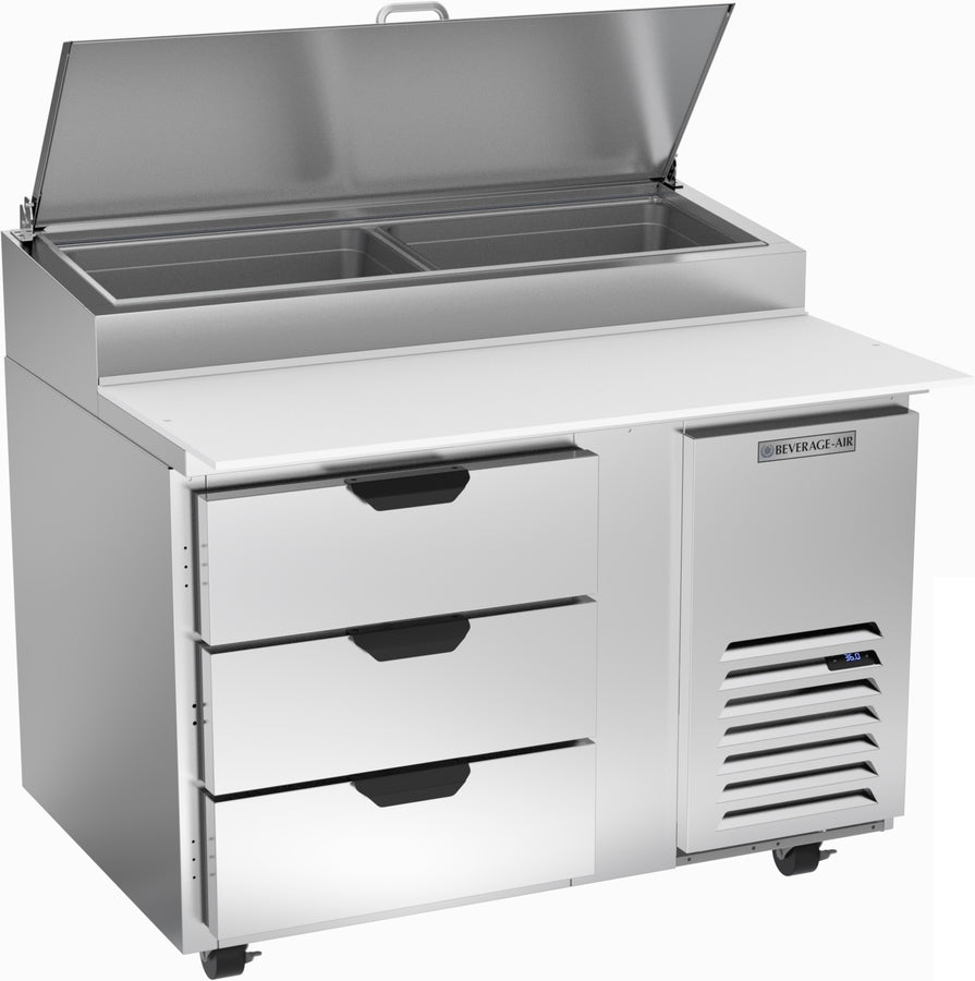 Beverage Air DPD46HC-3, 46" Deli/Pizza Prep Table with Three Drawers