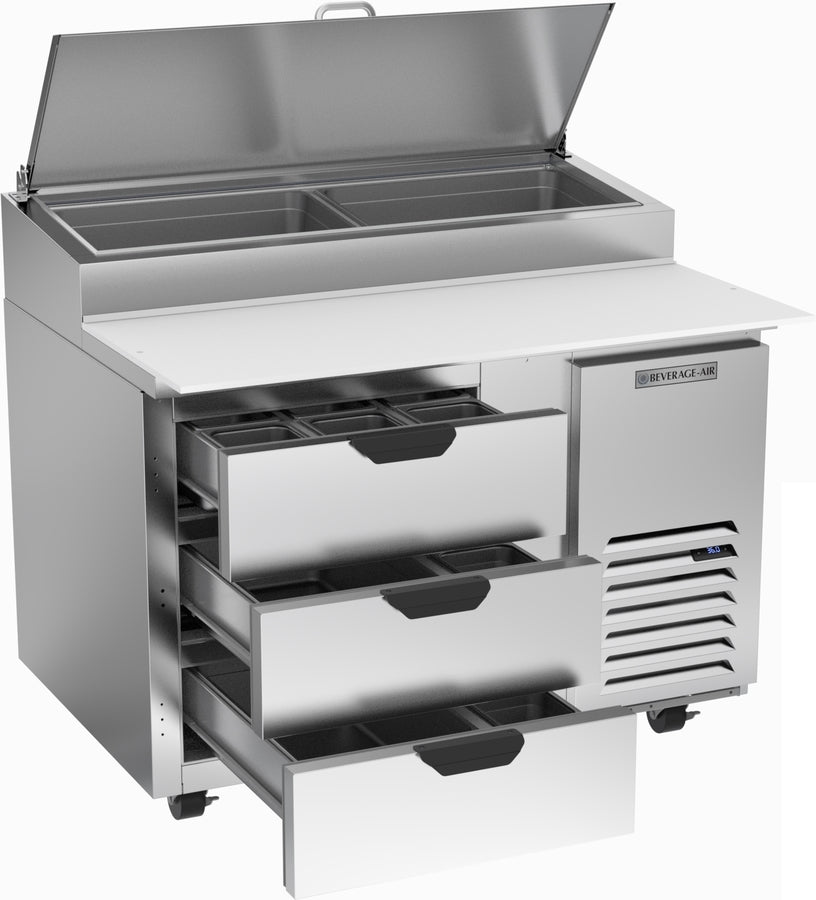 Beverage Air DPD46HC-3, 46" Deli/Pizza Prep Table with Three Drawers