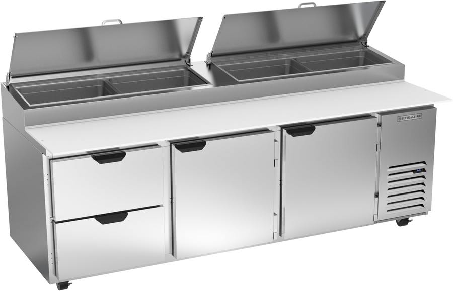 Beverage Air DPD93HC-2, 93" Deli/Pizza Prep Table with Two Doors and Two Drawers