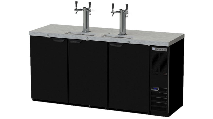 Beverage Air DD72HC-1-B, 72" Solid Door Dual Tower With Dual Faucets - Direct Draw Dispenser