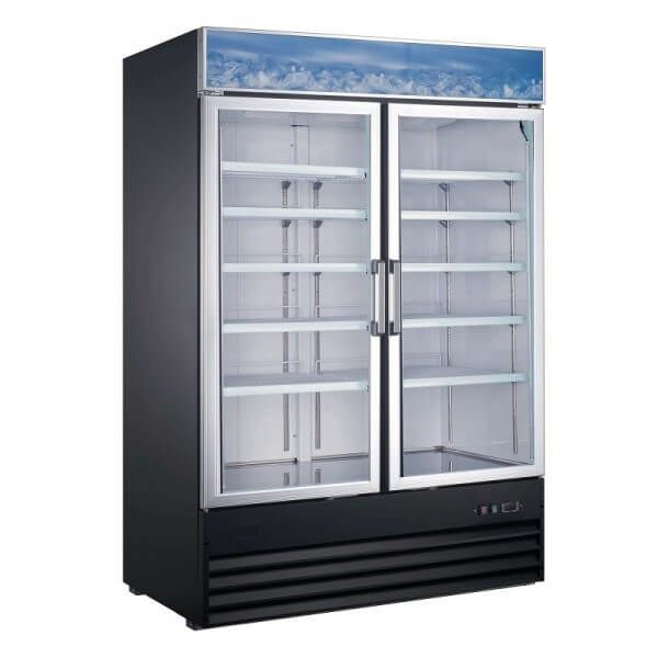 U-Star USRFS-2D/54, 54" Merchandising Refrigerator Two Door, Black