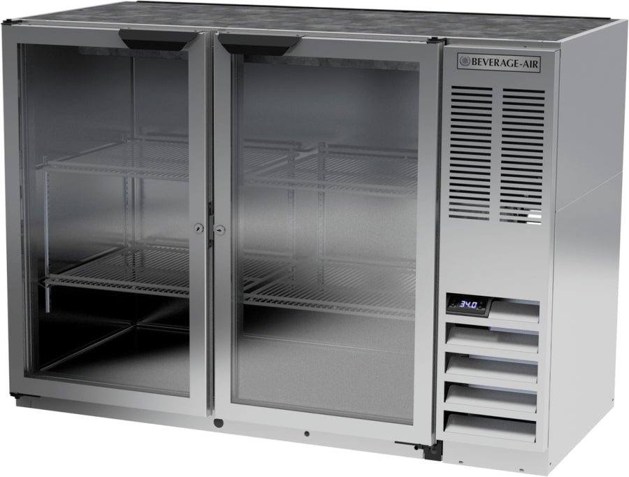 Beverage Air BB48HC-1-G-S, 48" Glass Doors Back Bar in Stainless Steel