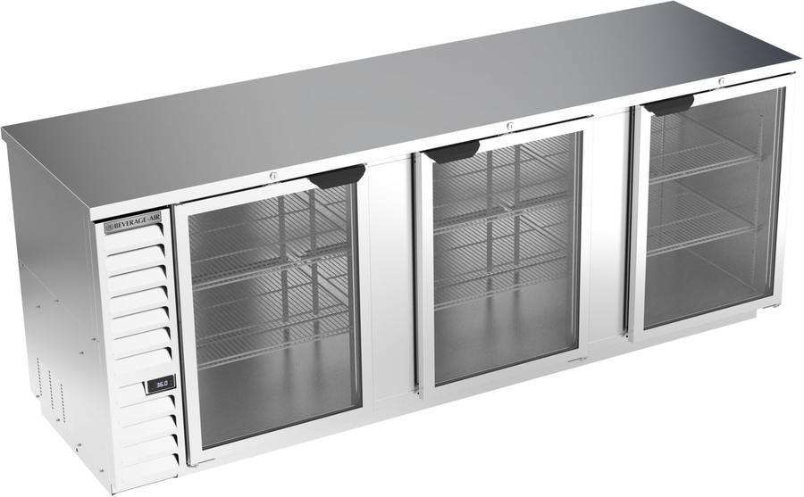 Beverage Air BB94HC-1-G-S, 94" Glass Doors Back Bar in Stainless Steel