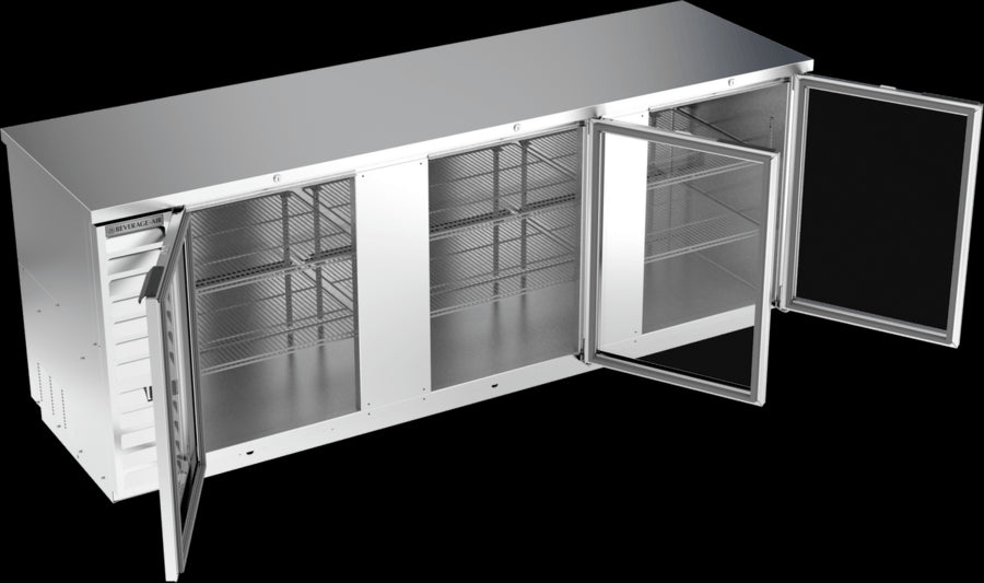 Beverage Air BB94HC-1-G-S, 94" Glass Doors Back Bar in Stainless Steel