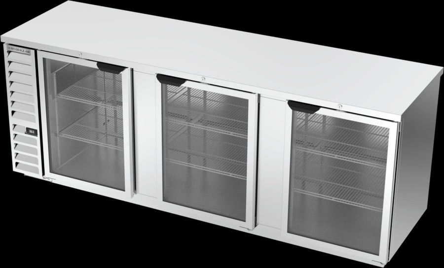 Beverage Air BB94HC-1-G-S, 94" Glass Doors Back Bar in Stainless Steel