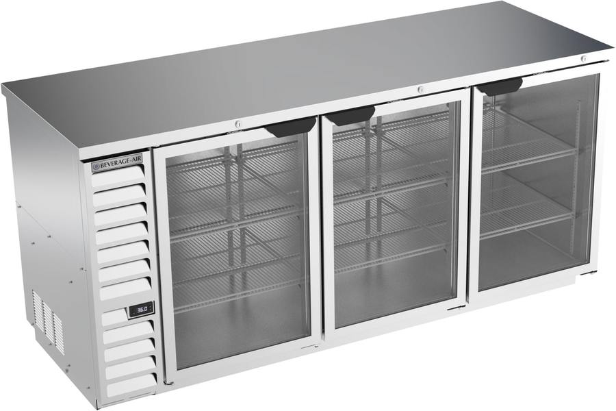 Beverage Air BB78HC-1-G-S, 78" Glass Doors Back Bar in Stainless Steel