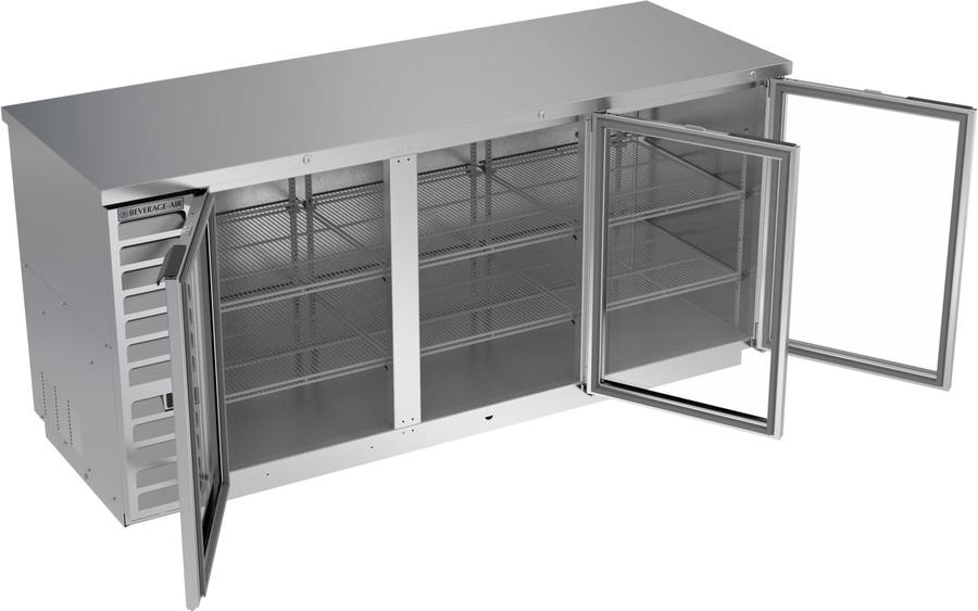 Beverage Air BB78HC-1-G-S, 78" Glass Doors Back Bar in Stainless Steel