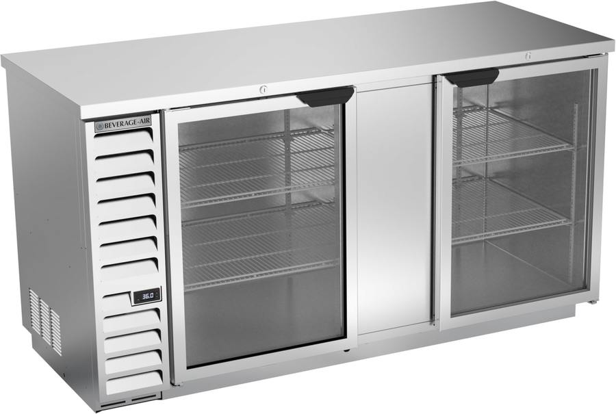 Beverage Air BB68HC-1-G-S, 68" Glass Doors Back Bar in Stainless Steel