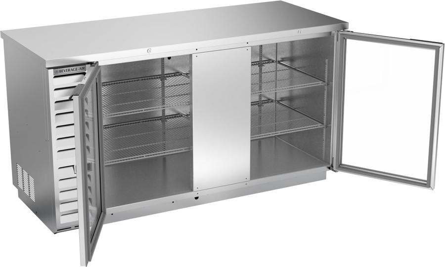 Beverage Air BB68HC-1-G-S, 68" Glass Doors Back Bar in Stainless Steel