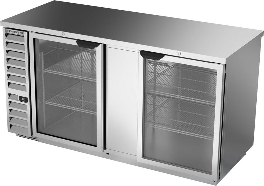 Beverage Air BB68HC-1-G-S, 68" Glass Doors Back Bar in Stainless Steel
