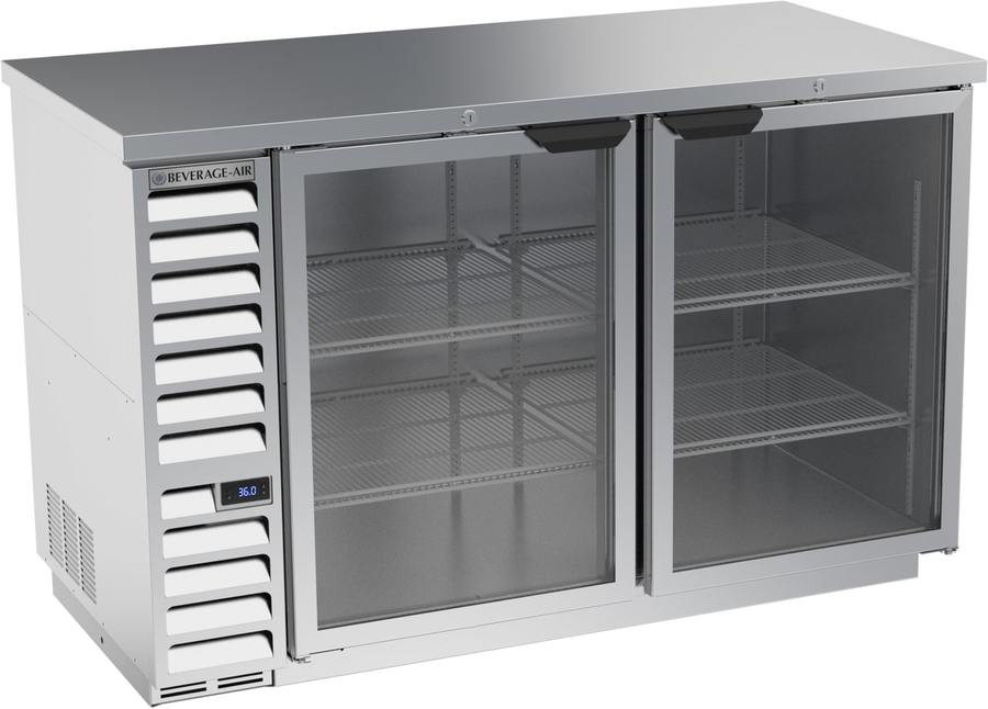 Beverage Air BB58HC-1-G-S, 58" Glass Doors Back Bar in Stainless Steel