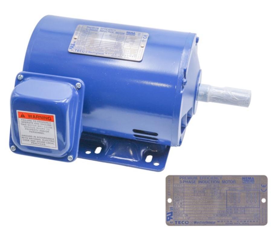 Captive-Aire DTP1/54, 1.5 HP 3 phase Continuous duty motor