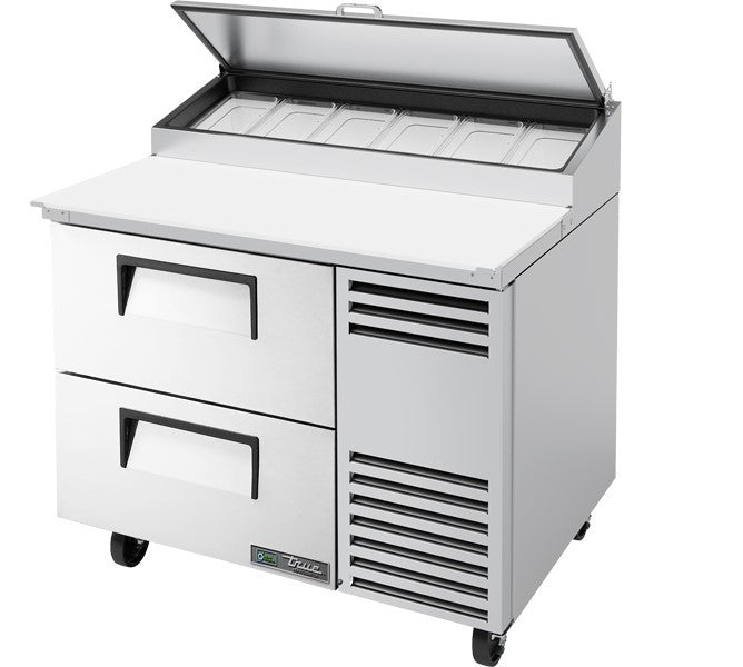 True TPP-AT-44D-2-HC, 44" 2 Drawer Pizza Prep Table, includes (6) 1/3 size pans