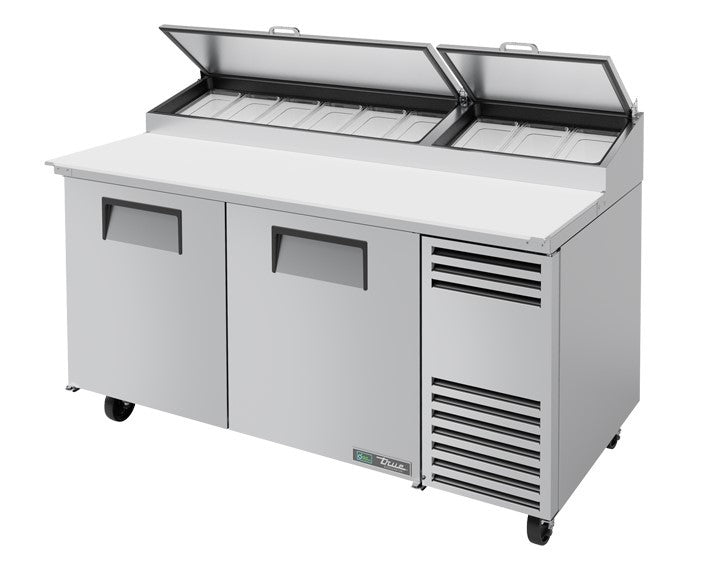 True TPP-AT-67-HC, 67" 2 Door Pizza Prep Table, includes (9) 1/3 size pans