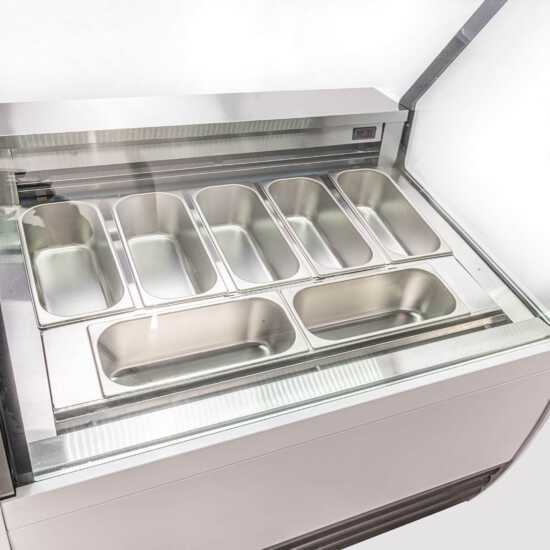 Marchia GIC-7, 42" 7-Pan White Gelato Ice Cream Dipping Cabinet Display Freezer