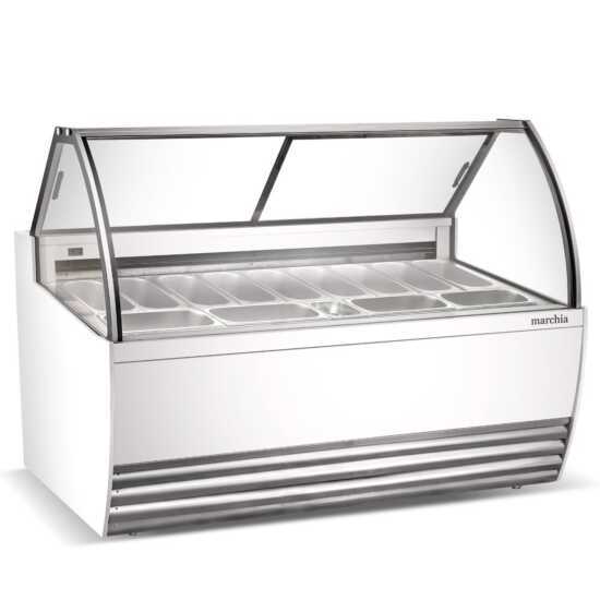 Marchia GIC-13, 70" 13-Pan White Gelato Ice Cream Dipping Cabinet Display Freezer