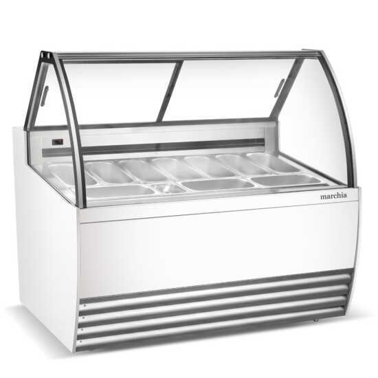 Marchia GIC-10, 56" 10-Pan White Gelato Ice Cream Dipping Cabinet Display Freezer