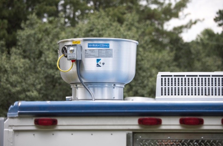 Ventilation Direct VXD12 Food Truck, Low Profile, Grease rated, Upblast, Direct Drive, 500 CFM, 1272 RPM, 1PH