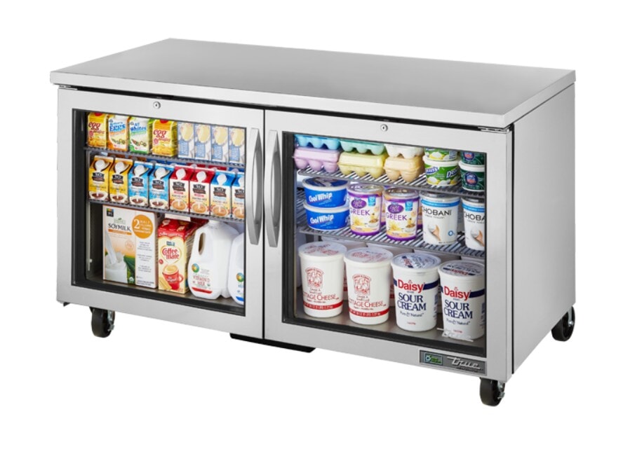 True TUC-60G-HC~FGD01, 60" 2 Glass Swing Door Undercounter Refrigerator
