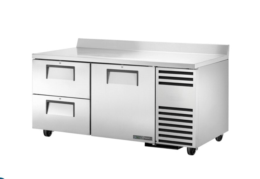 True TWT-67D-2-HC, 67" 1 Solid Swing Door 2 Solid Drawer Deep Worktop Refrigerator