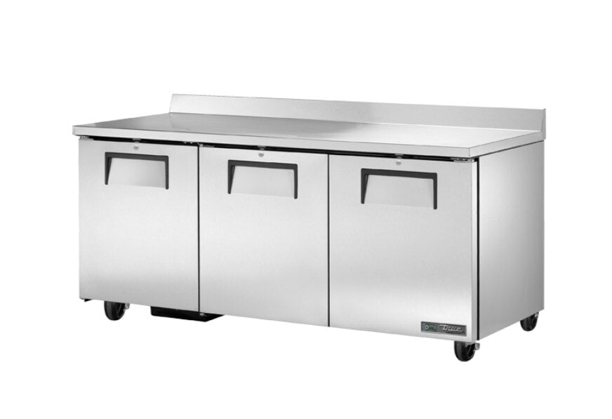 True TWT-72-HC, 72" 3 Solid Swing Door Worktop Refrigerator