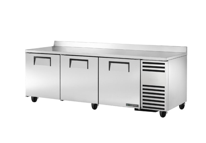 True TWT-93-HC, 93" 3 Solid Swing Door Deep Worktop Refrigerator