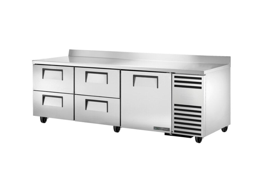 True TWT-93D-4-HC, 93" 1 Solid Swing Door 4 Solid Drawer Deep Worktop Refrigerator