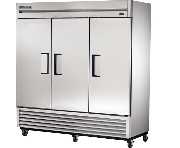 True TS-72-HC, 78" 3 Solid Swing Door Reach-In Refrigerator, 300 Series
