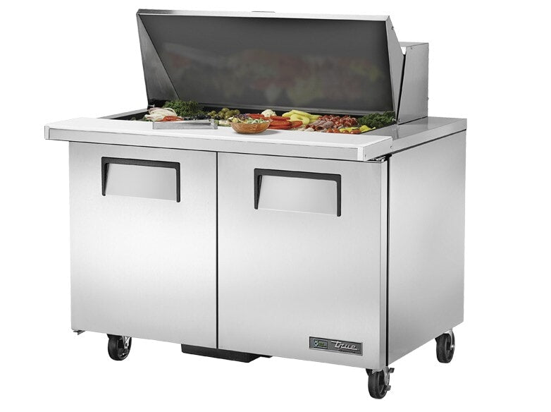 True TSSU-48-18M-B-HC, 48" 2 Door Mega Top Sandwich / Salad Prep Unit, includes (18) 1/6 size pans