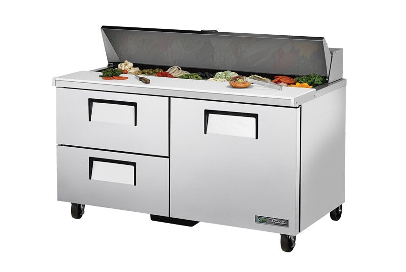 True TSSU-60-16D-2-HC, 60" 1 Door 2 Drawer Sandwich / Salad Prep Unit, includes (16) 1/6 size pans