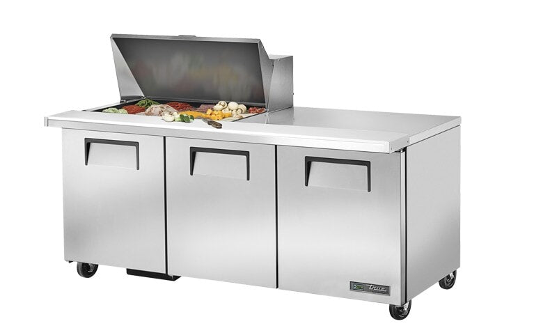 True TSSU-72-15M-B-HC, 72" 3 Door Mega Top Sandwich / Salad Prep Unit, includes (15) 1/6 size pans