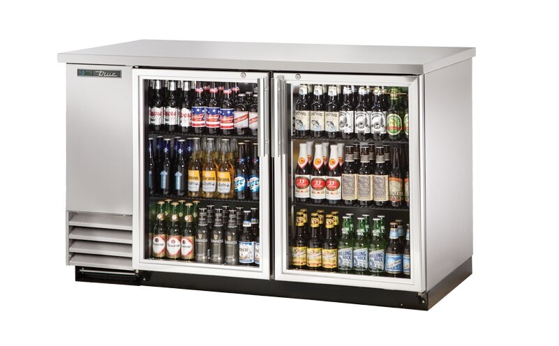 True TBB-2G-S-HC-LD, 59" Wide Stainless Steel Back Bar Cooler w/ LED Lighting