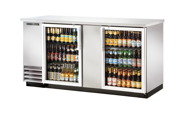 True TBB-3G-S-HC-LD, 69" Wide Stainless Steel Back Bar Cooler w/ LED Lighting