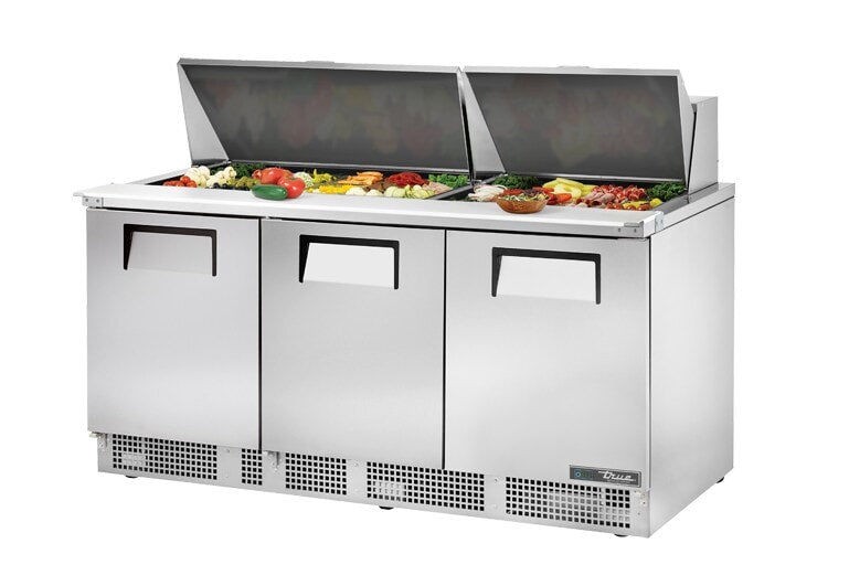 True TFP-72-30M-HC, 72" 3 Door Food Prep Unit, includes (30) 1/6 size pans