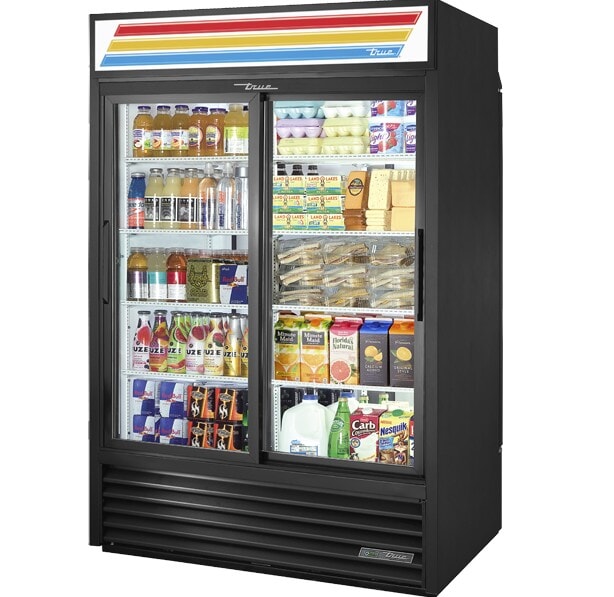 True GDM-47RL-HC-LD, 4 Door, Slide Glass Front Door and Swing Solid Door Rear Load Refrigerator