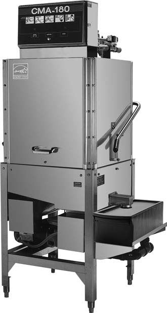 CMA CMA-180S, 60 Racks/Hr Straight 2 Door Type, Single Rack High Temperature Dishwasher, Optional Booster Heater