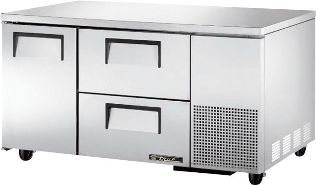 True TUC-60-32D-2, 60" 1 Solid Swing Door 2 Solid Drawer Deep Undercounter Refrigerator