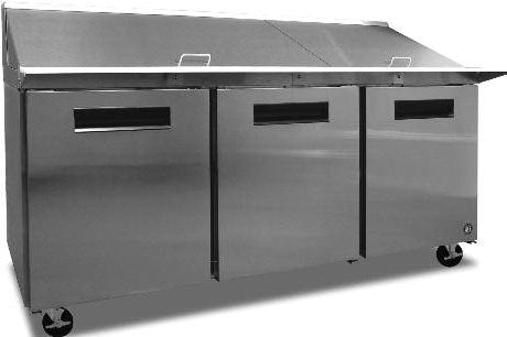 Hoshizaki SR72A-18M, 72" 3 Door Mega Top Sandwich / Salad Prep Unit, includes (18) 1/6 size pans
