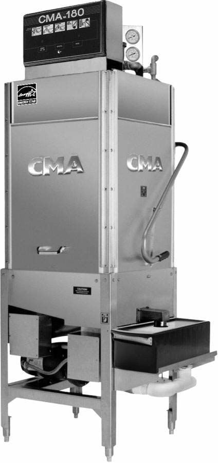 CMA CMA-180TC, 60 Racks/Hr Tall Straight 2 Door Single Rack High Temp Dishwasher, Optional Booster