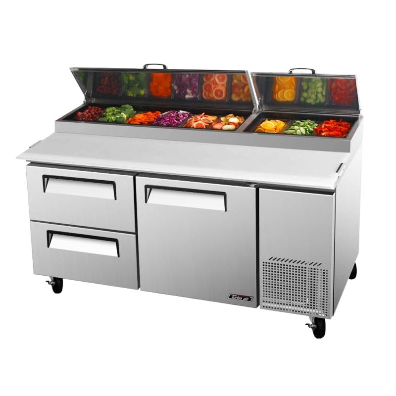 Turbo Air TPR-67SD-D2-N, 67" Pizza Prep Super Deluxe Series with (1) Door & (2) Drawers