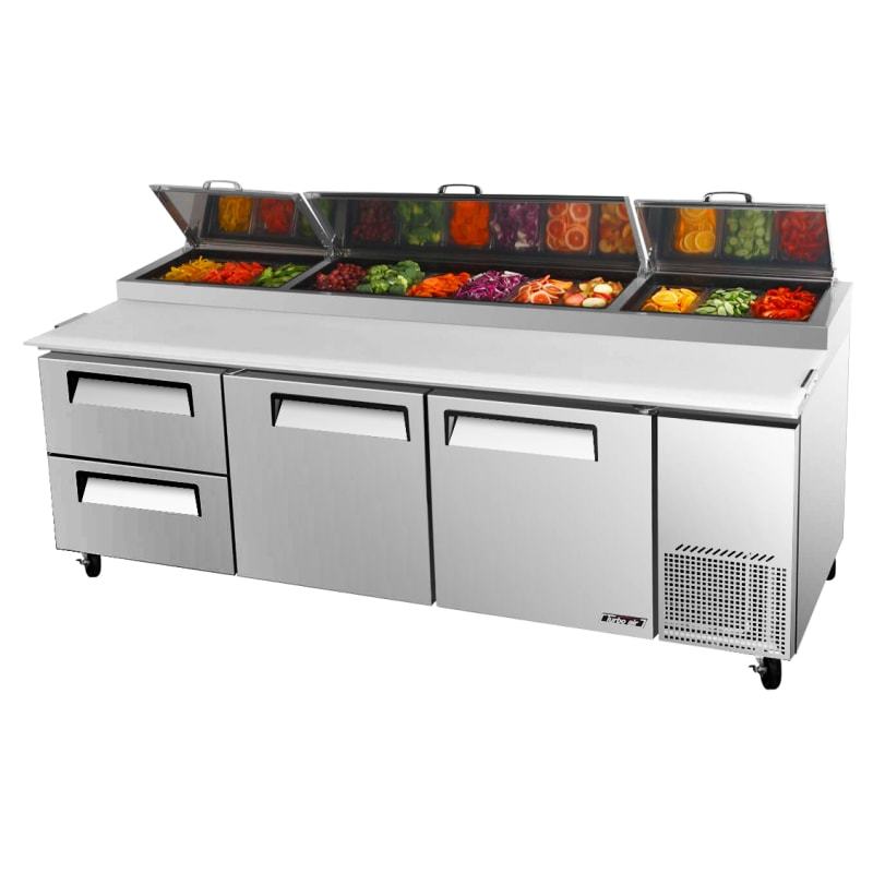 Turbo Air TPR-93SD-D2-N, 93" Pizza Prep Super Deluxe Series with (2) Doors & (2) Drawers