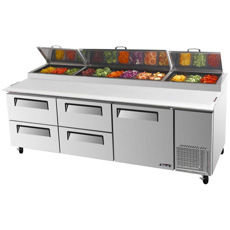 Turbo Air TPR-93SD-D4-N, 93" Pizza Prep Super Deluxe Series with (4) Drawers & (1) Door