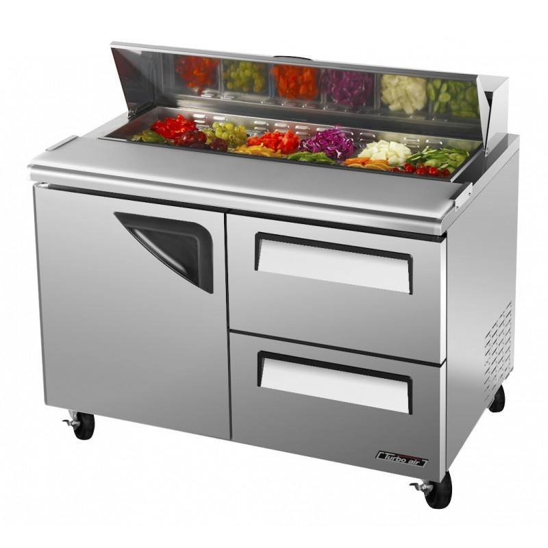 Turbo Air TST-48SD-D2-N, 48" Sandwich / Salad Unit Super Deluxe Series with (1) Door and (2) Drawers
