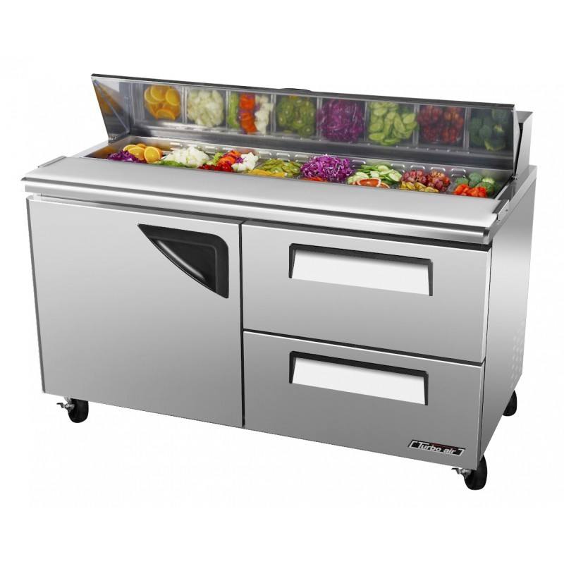 Turbo Air TST-60SD-D2-N, 60" Sandwich / Salad Unit Super Deluxe Serieswith (1) Door and (3) Drawers