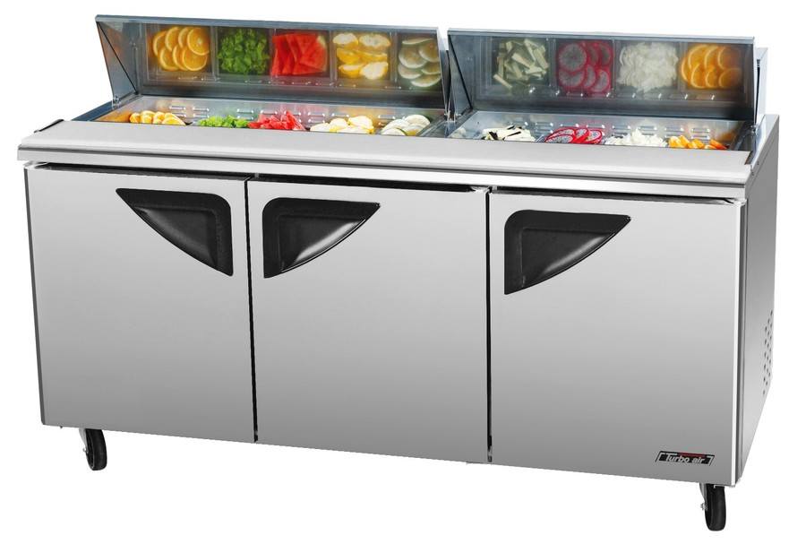 Turbo Air TST-72SD-N, 72" Sandwich/Salad Prep Super Deluxe Series with (3) Doors