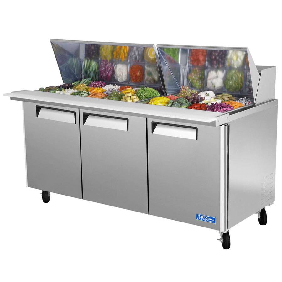 Turbo Air MST-72-30-N, 72" Mega Top Unit M3 Series with (3) Doors, (30) 1/6 size pans