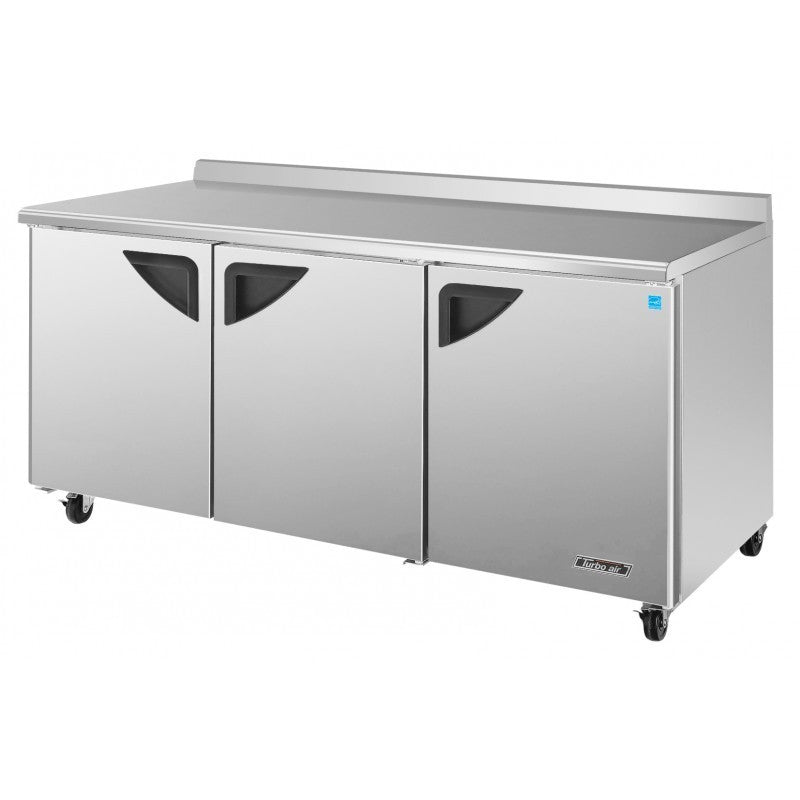 Turbo Air TWR-72SD-N, 72" Worktop Refrigerator Super Deluxe Series with (3) Doors