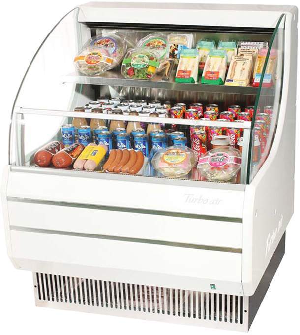 Turbo Air TOM-30LW(B)-N, 28" Horizontal Open Display Case Merchandiser, Low Profile, White