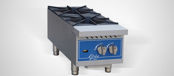 Globe GHP12G, 12" 2-Burner Gas Hot Plate